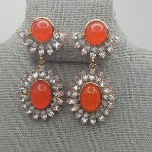 Orange and Silver Bling Earrings